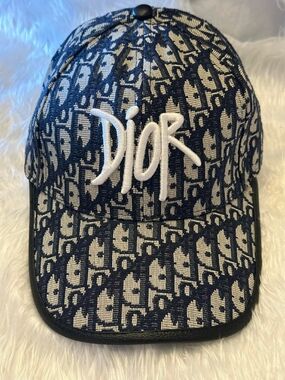 Navy Monogram Baseball Cap with White Logo